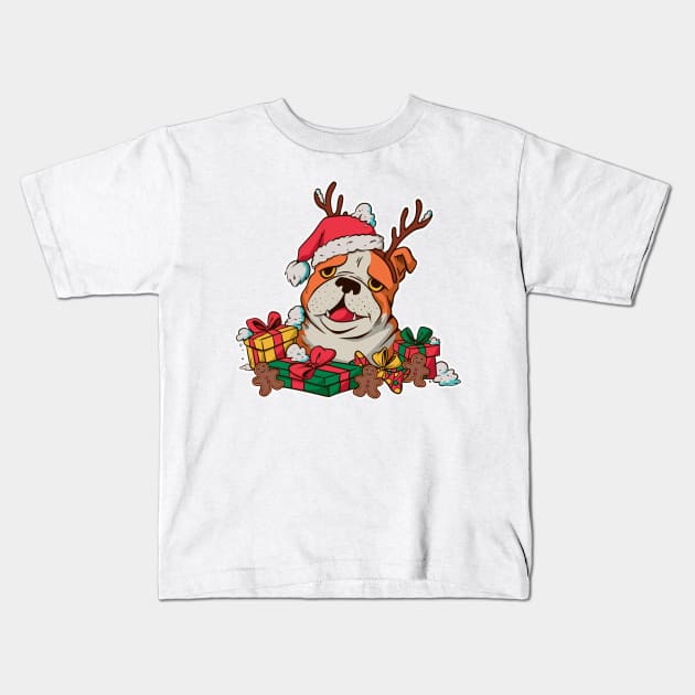 Bulldog Christmas Kids T-Shirt by cecatto1994